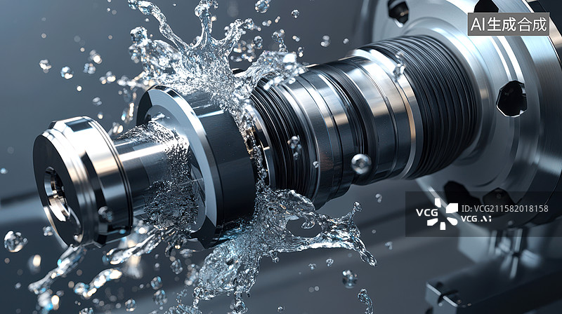 【AI数字艺术】精密机械机床水花飞溅图片素材