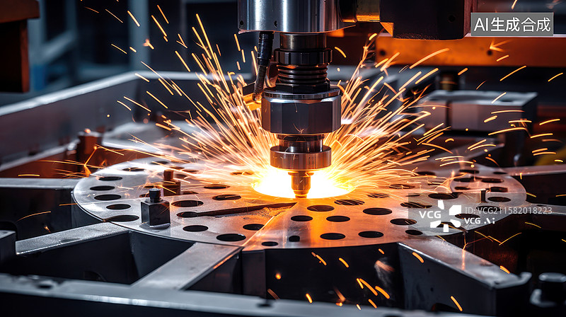 【AI数字艺术】工业制造金属机械火花图片素材