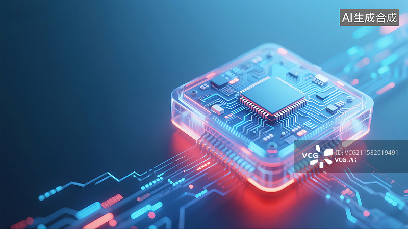 【AI数字艺术】3D科技芯片展示图片素材