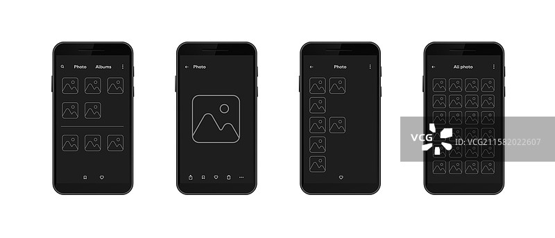 智能手机显示照片图库应用界面图片素材