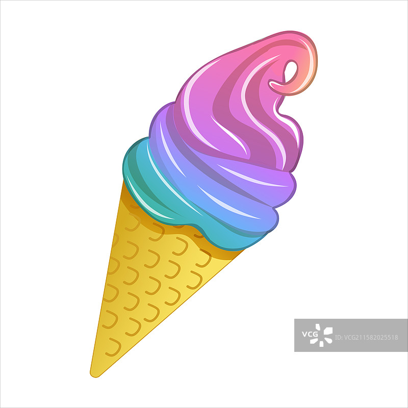 彩虹冰淇淋在华夫饼干筒中图片素材