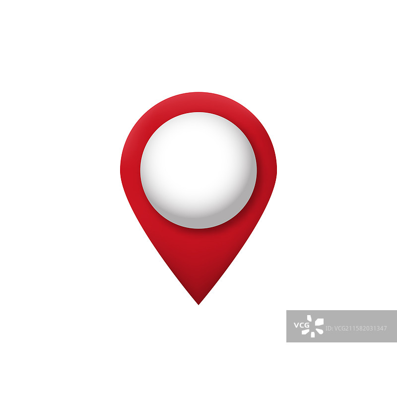 红色地图图钉图标，带有白色圆圈图片素材