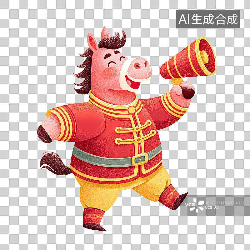 【AI数字艺术】新年卡通马插画图片素材