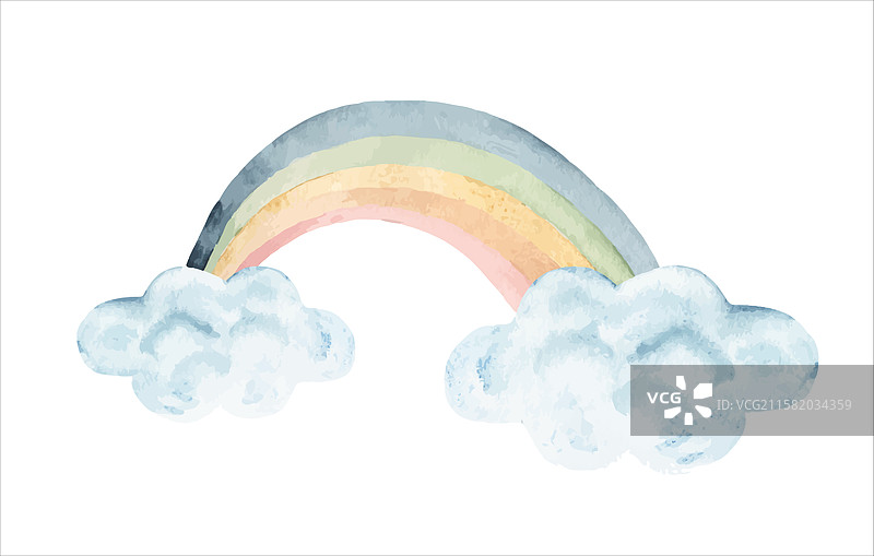 蓝色云朵下的柔和色调彩虹图片素材