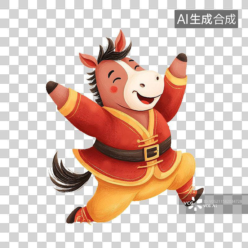 【AI数字艺术】新年卡通马插画图片素材