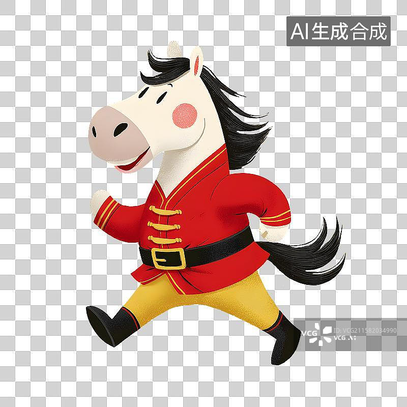 【AI数字艺术】新年卡通马插画图片素材
