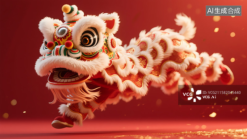 【AI数字艺术】舞动的中国传统狮头图片素材