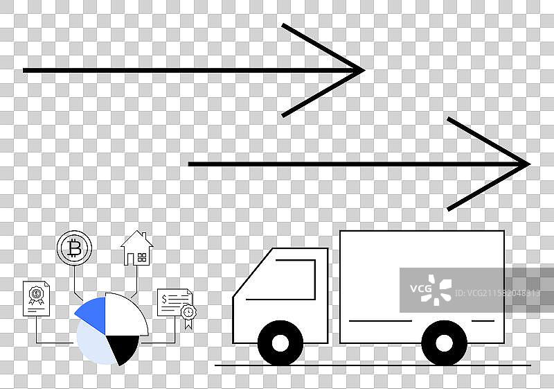 物流流程与箭头移动和数据图片素材