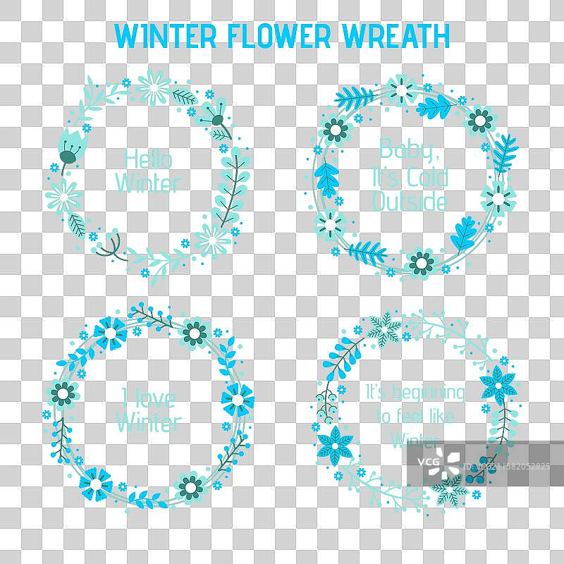 蓝色调的扁平花环图片素材