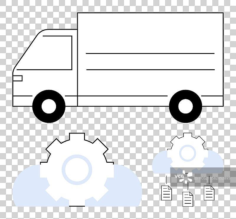送货卡车和基于云的齿轮系统图片素材