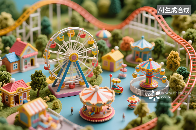 【AI数字艺术】微缩景观游乐园图片素材