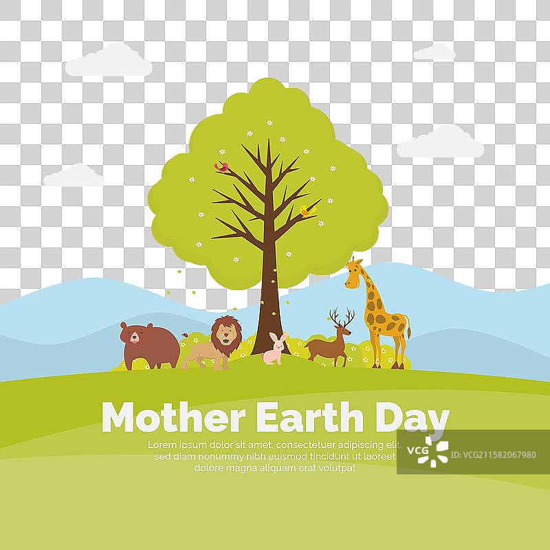 伟大的母亲地球日背景，带有树木和图片素材