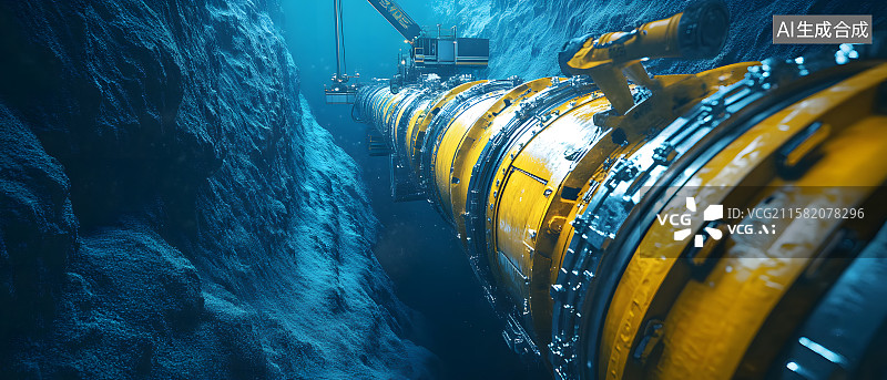 【AI数字艺术】海底管道铺设作业现场图片素材