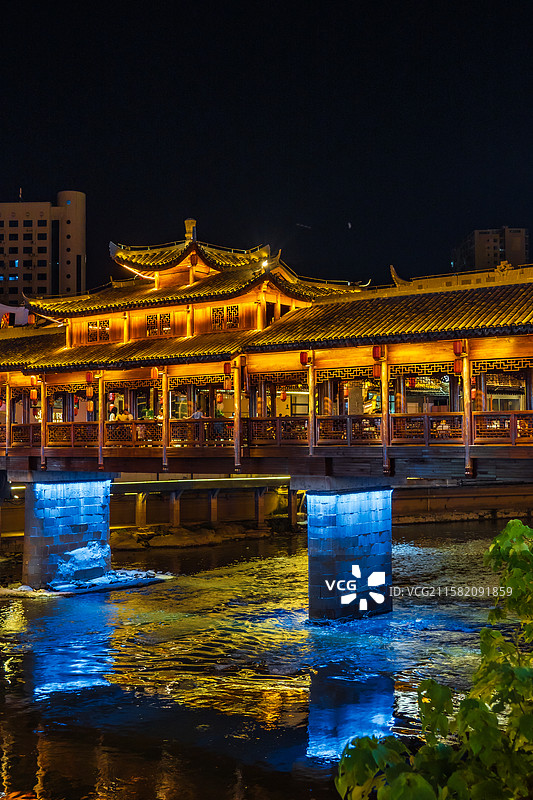 湖南郴州裕后街郴江桥夜景图片素材
