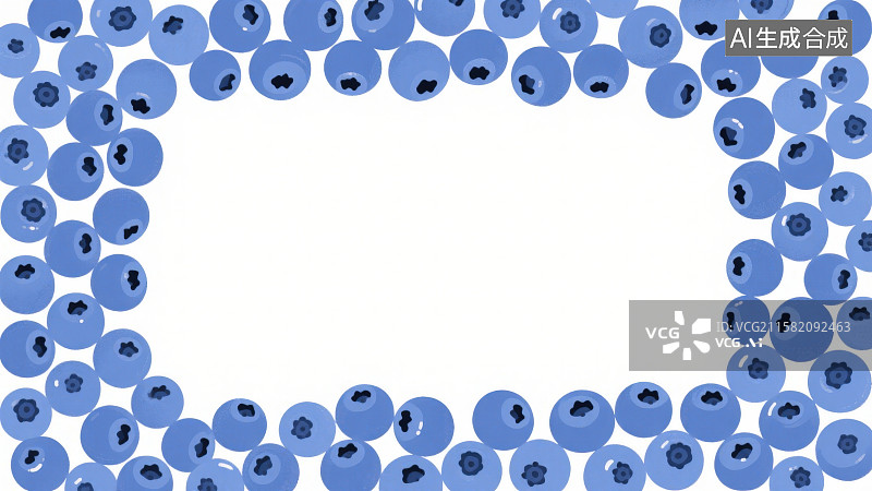 【AI数字艺术】卡通手绘水果蓝莓组成的边框构图图片素材
