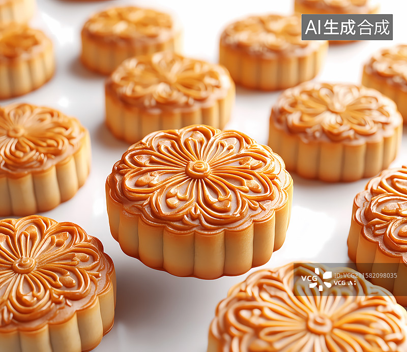 【AI数字艺术】月饼插画元素特写图片素材