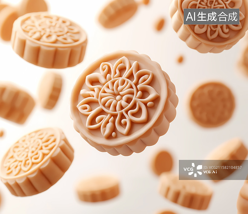 【AI数字艺术】月饼插画元素特写图片素材