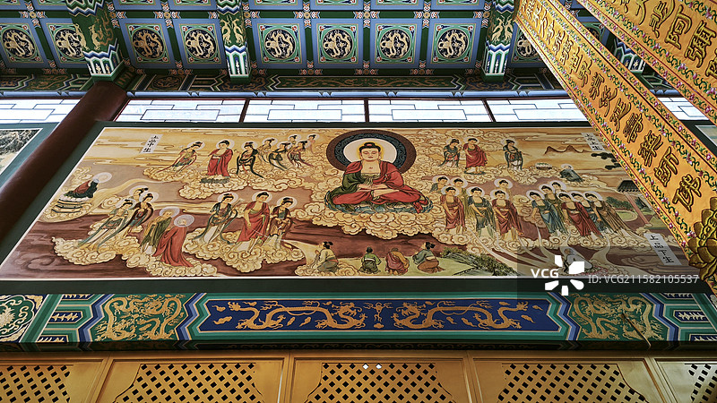 北京密云冶仙塔普照寺三世佛千手观音四大天王金刚十八罗汉地藏弥勒韦陀关公阎王造像及佛传地狱飞天壁画石刻图片素材