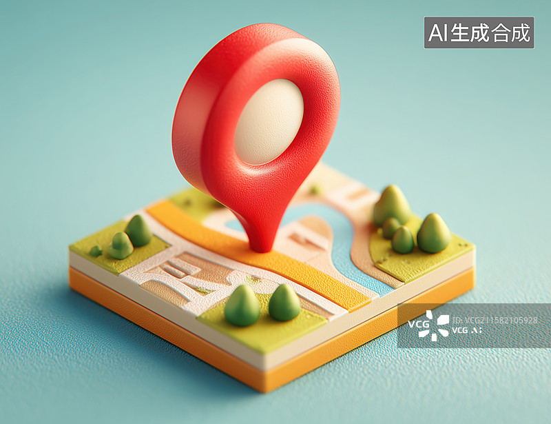 【AI数字艺术】3D地图定位图标图片素材