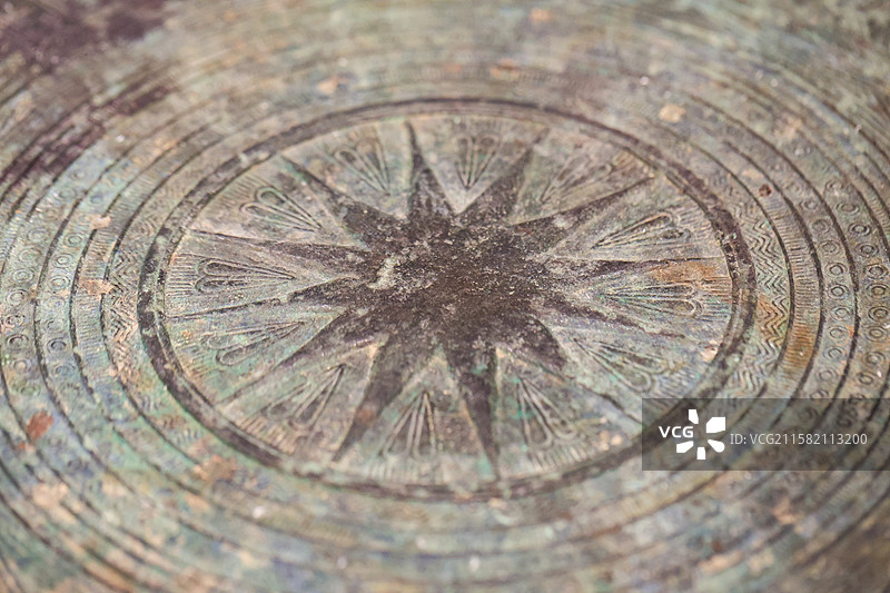 羽人划船纹栉纹铜鼓广西壮族自治区博物馆广西古代文明陈列图片素材