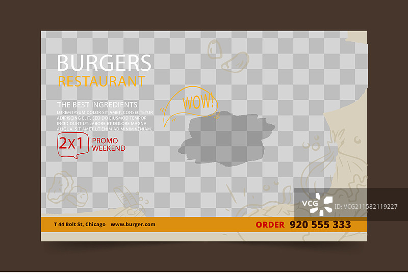 汉堡餐厅横幅模板图片素材