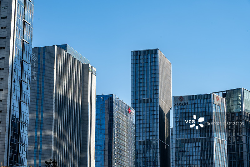 中国江苏南京河西新城CBD城市天际线风光图片素材