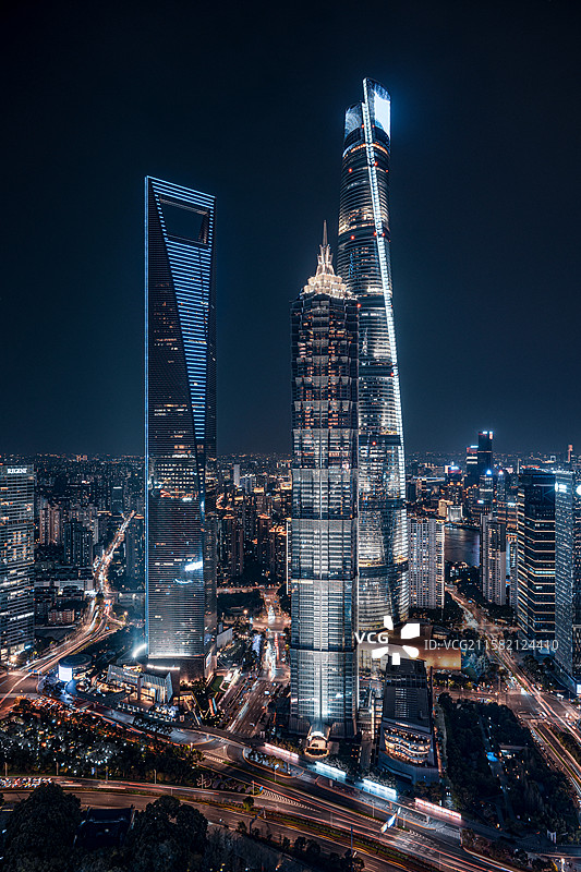 陆家嘴三件套夜景图片素材