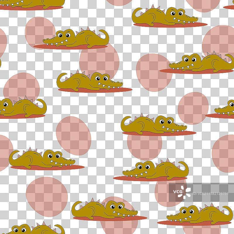 卡通鳄鱼的动物无缝图案图片素材