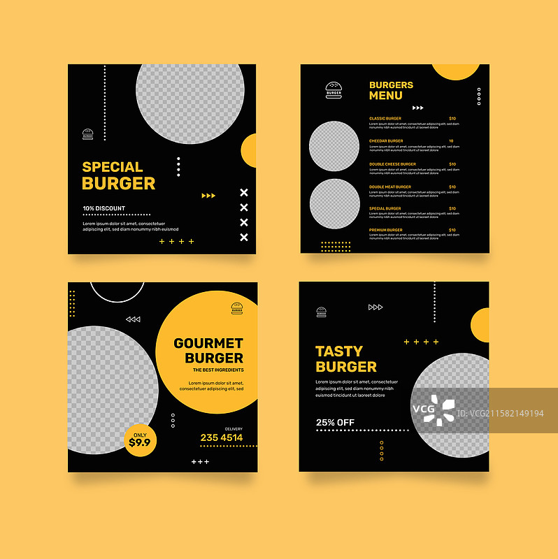 汉堡餐厅Instagram帖子合集图片素材