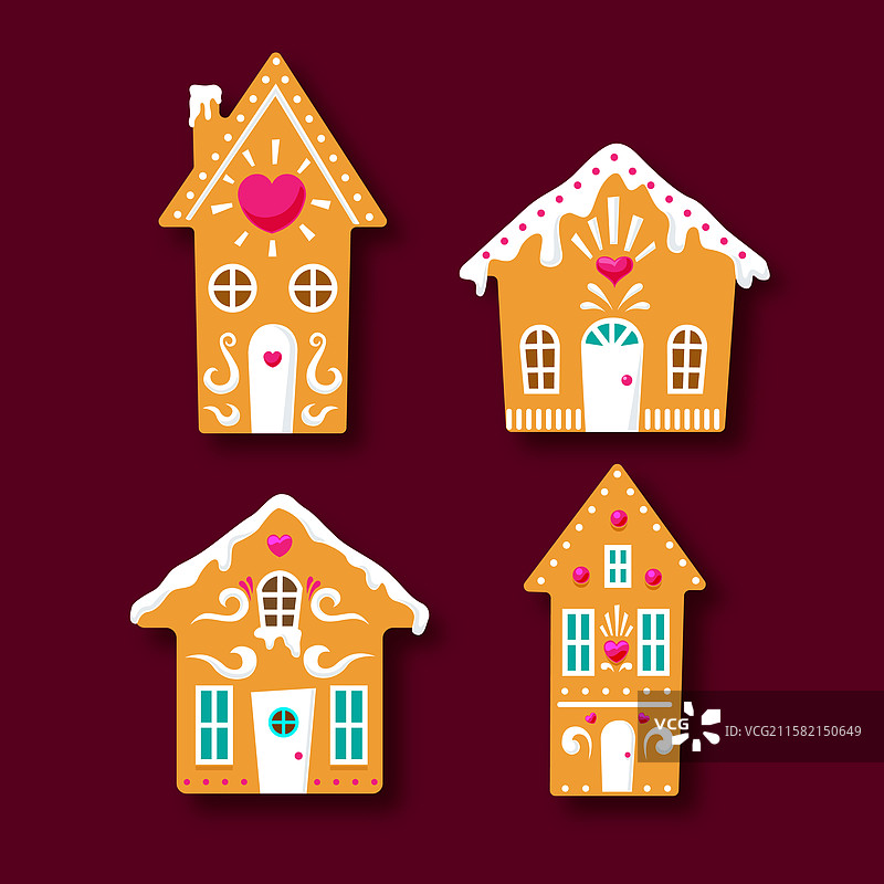可爱的姜饼屋套装图片素材