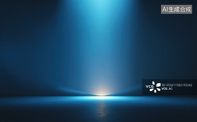 【AI数字艺术】蓝色渐变背景下的中央光束图片素材