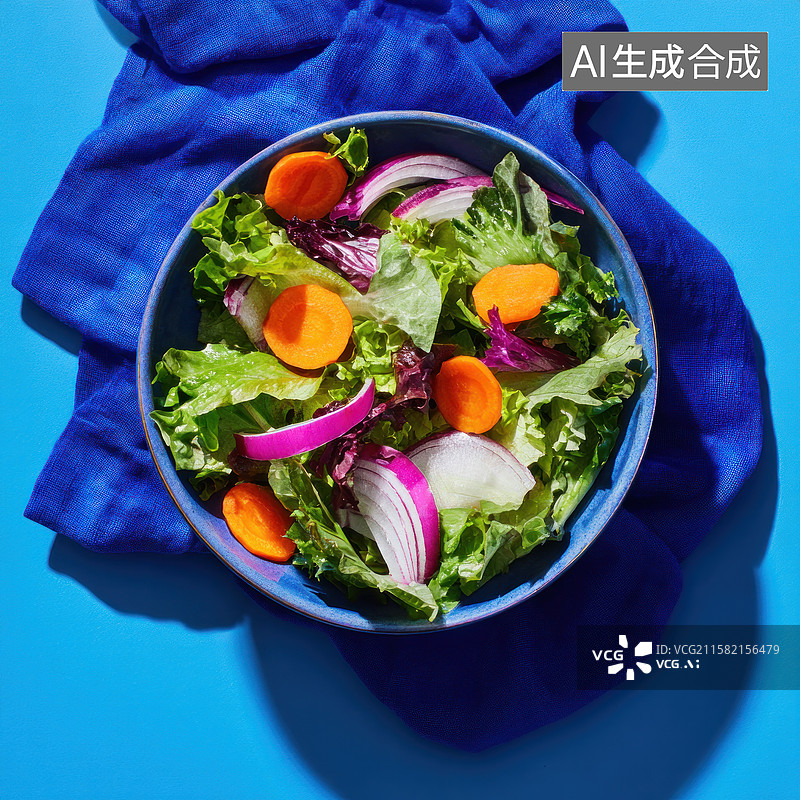 【AI数字艺术】一碗包含混合生菜胡萝卜和洋葱的新鲜沙拉图片素材