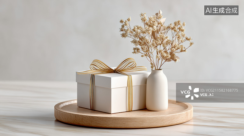 【AI数字艺术】温馨的礼物与干花装饰图片素材