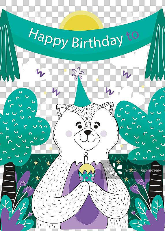 手绘风格的生日快乐卡片图片素材