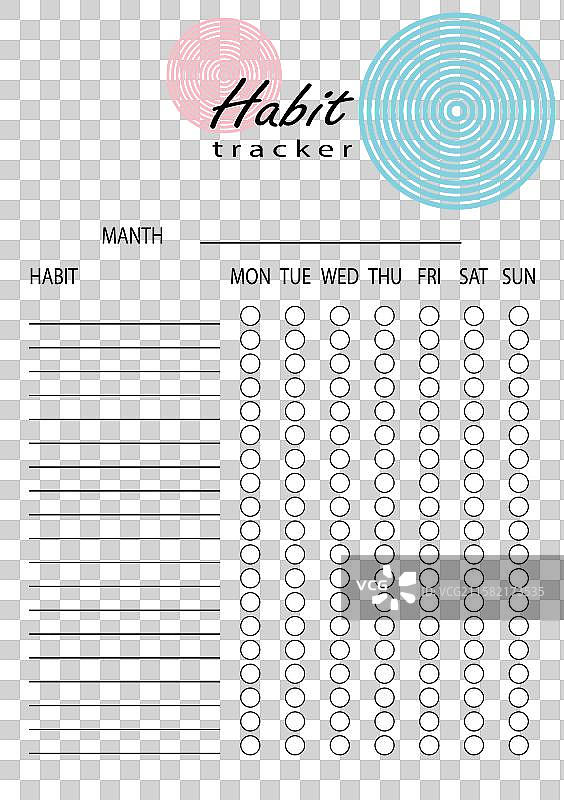一周习惯追踪器模板样本图片素材