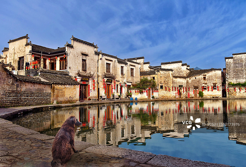 宏村.静观月塘图片素材