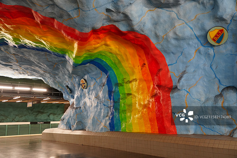 瑞典斯德哥尔摩Stadion彩虹地铁站图片素材