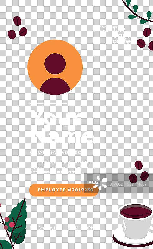 扁平设计的简约咖啡店身份证图片素材