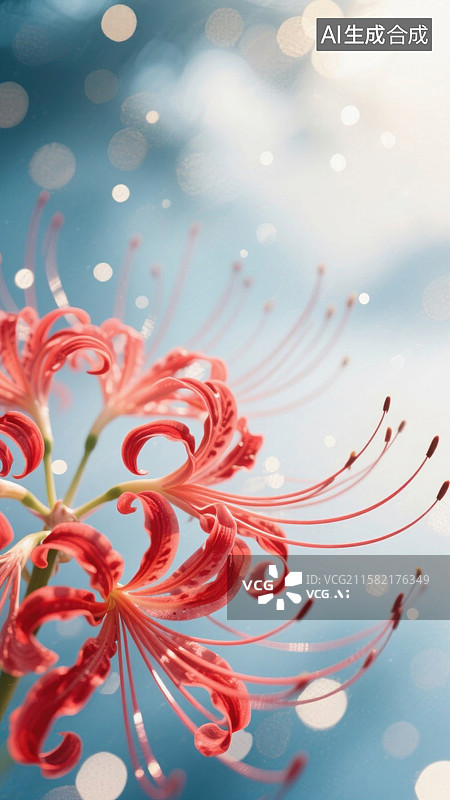 【AI数字艺术】红色彼岸花曼珠沙华插画图片素材