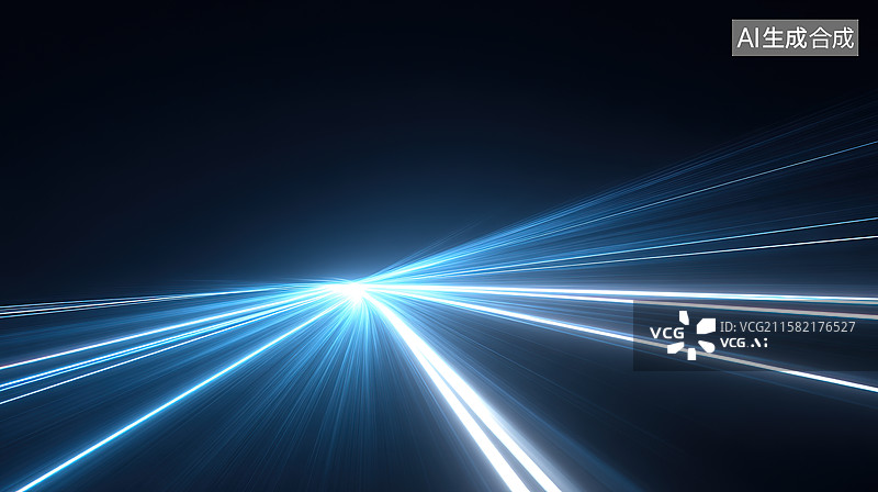 【AI数字艺术】黑色夜空中的蓝色光轨极简科技背景图片素材