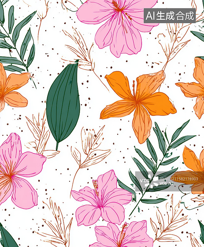【AI数字艺术】花卉图案背景图片素材