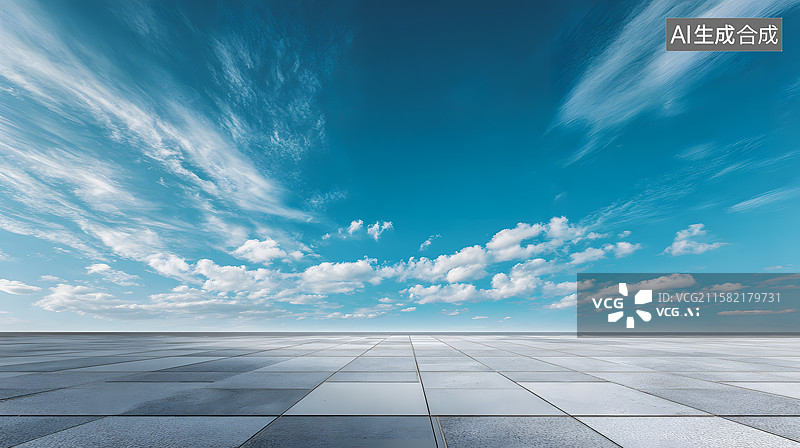 【AI数字艺术】天空蓝天白云空旷地面背景图图片素材