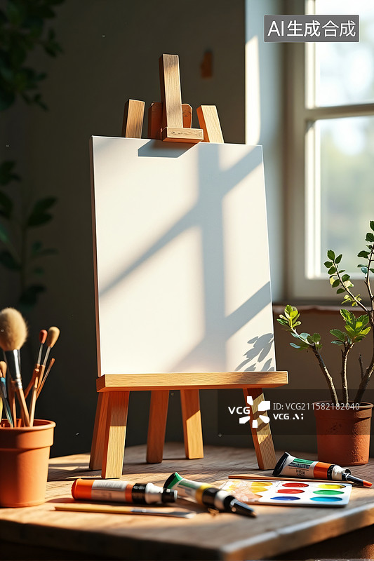 【AI数字艺术】艺术家的画板：创作的静谧角落图片素材