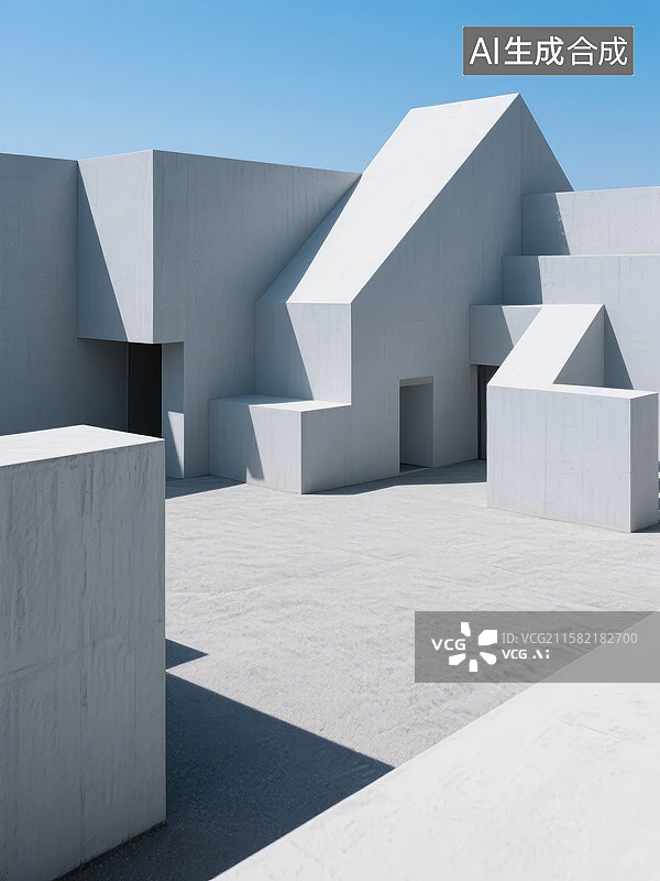 【AI数字艺术】现代几何建筑群图片素材