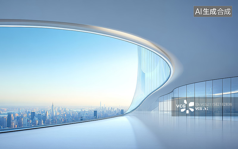 【AI数字艺术】现代建筑内部与城市全景图片素材