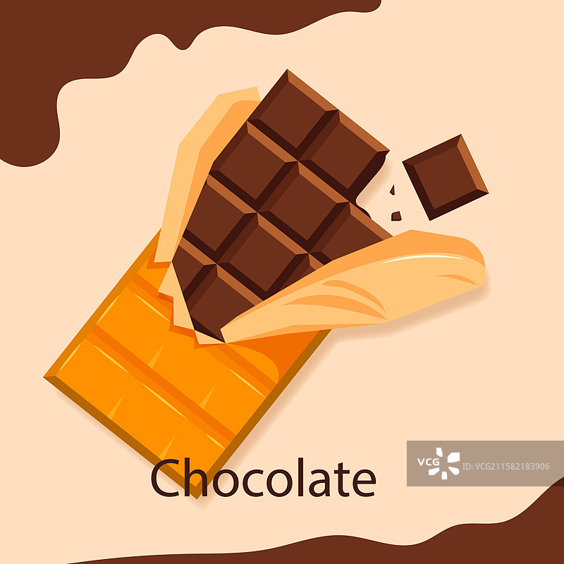 一组巧克力棒和美味的巧克力块图片素材