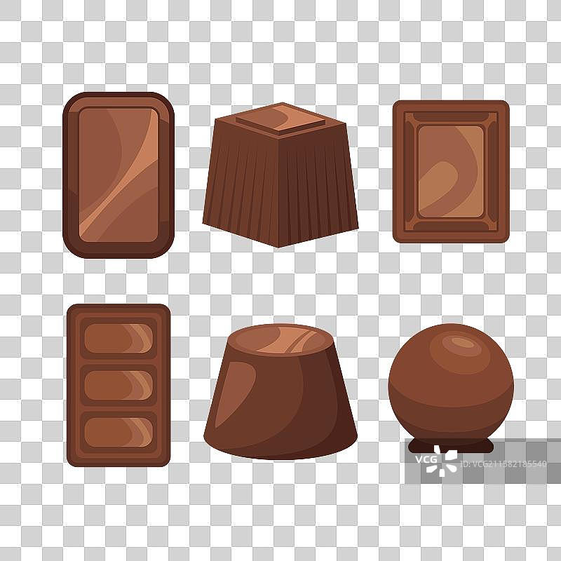 一套巧克力糖果和巧克力棒图片素材