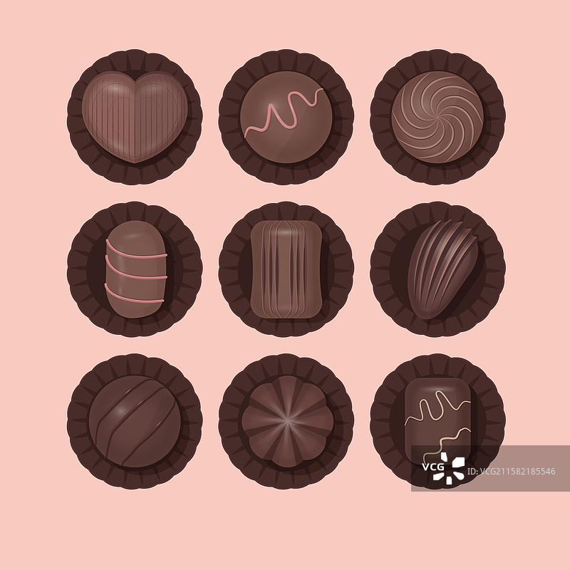 一套美味的巧克力糖果图片素材