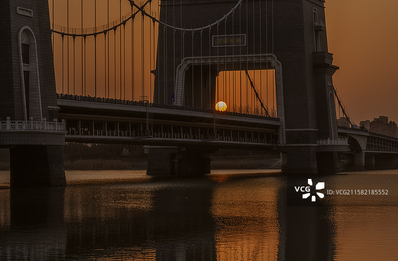 扬州万福大桥落日图片素材