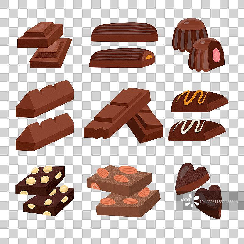一组不同种类的巧克力糖果图片素材